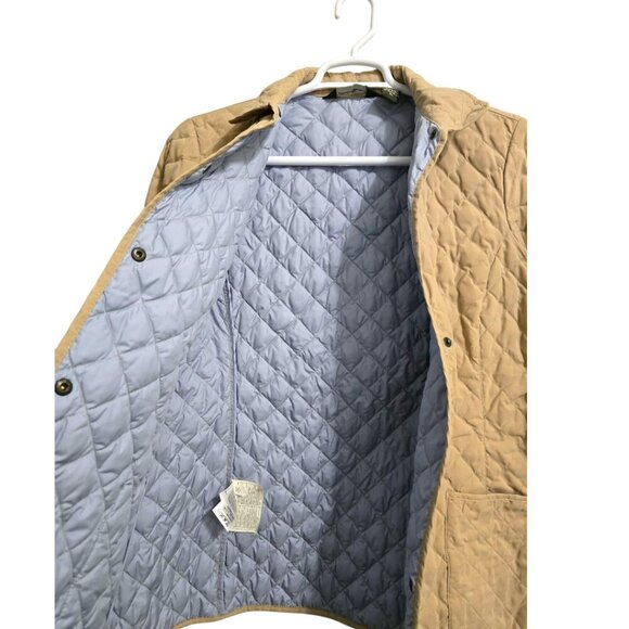 Eddie Bauer Tan Quilted Goose Down Jacket Sz XL - Picture 6 of 12
